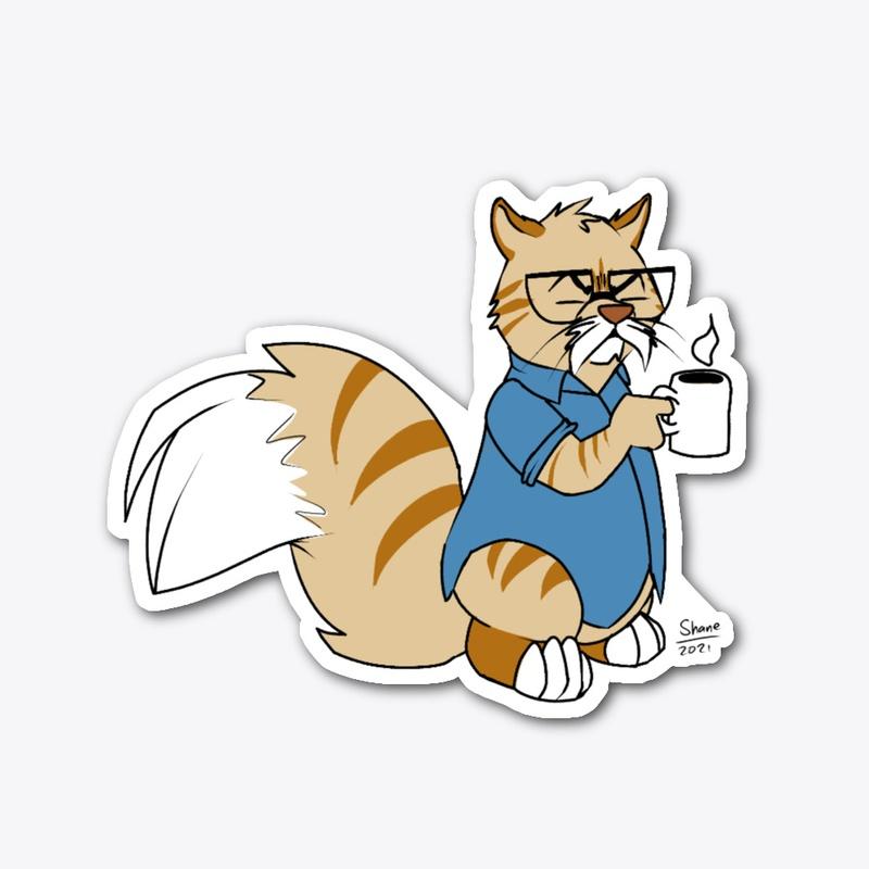 Coffee Cat Dad Sticker